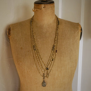 labradorite + buddha brass necklace