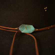 Load image into Gallery viewer, chrysoprase on vegan suede