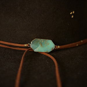 chrysoprase on vegan suede