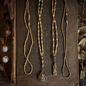 labradorite + buddha brass necklace