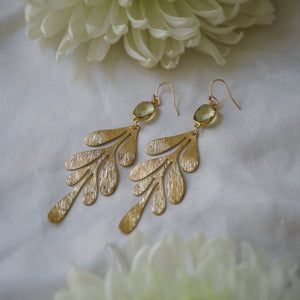 lemon topaz + leafy earrings