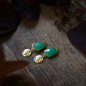 chrysoprase + om earrings