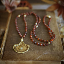 Load image into Gallery viewer, hessonite + tribal flower mala