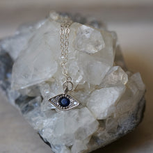 Load image into Gallery viewer, sapphire + silver eye talisman
