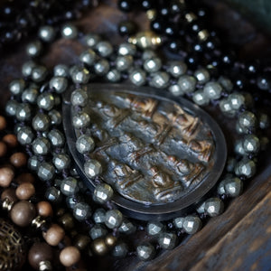 pyrite + ten buddha mala