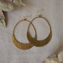 Load image into Gallery viewer, hammered brass crescent goddess earrings