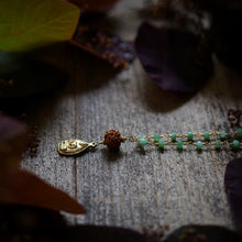 Load image into Gallery viewer, chrysoprase rosary chain + rudraksha + buddha