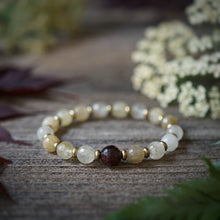 Load image into Gallery viewer, garnet + rutilated quartz bracelet