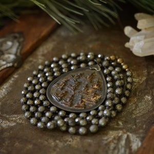 pyrite + ten buddha mala