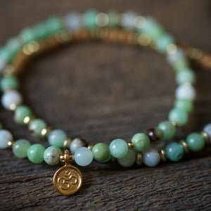 little chrysoprase + gold bracelet duo