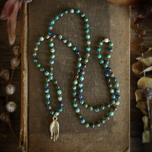 azurite/chrysocolla + gyan mudra mala