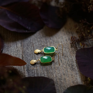 chrysoprase + seashell earrings