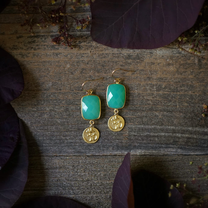 chrysoprase + om earrings