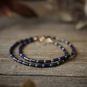 lapis lazuli mini tube bead necklace