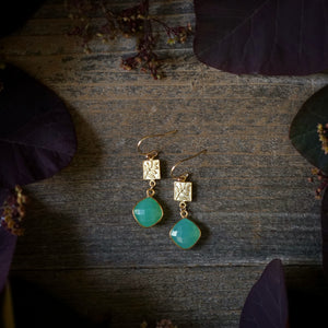 chrysoprase + gold leaf earrings