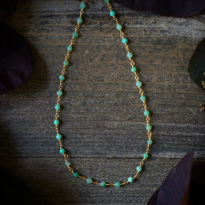 chrysoprase rosary chain necklace