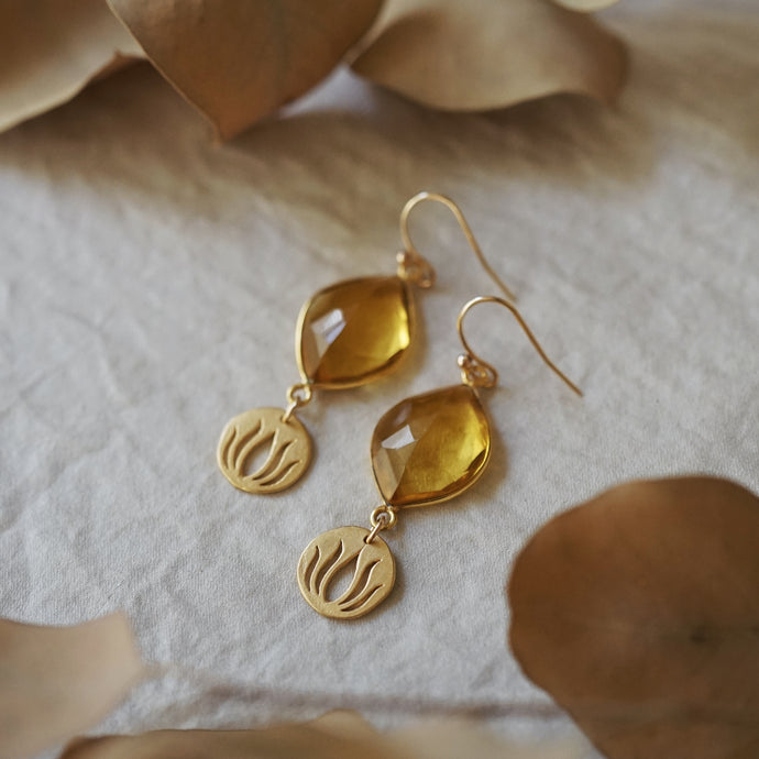 citrine + lotus earrings