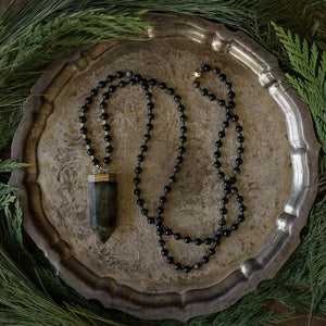 golden sheen obsidian + labradorite mala