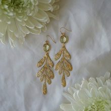 Load image into Gallery viewer, lemon topaz + leafy earrings