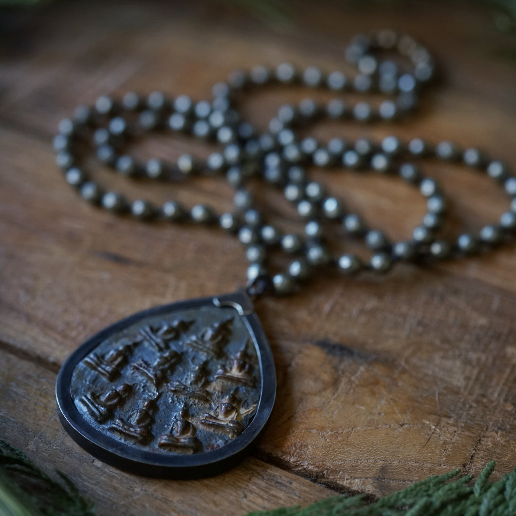 pyrite + ten buddha mala