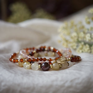 garnet + rutilated quartz bracelet