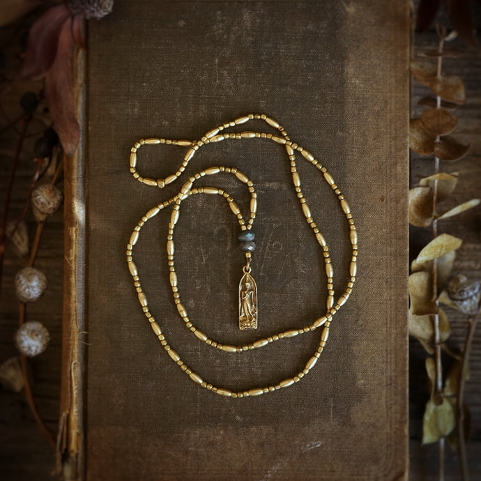 labradorite + buddha brass necklace