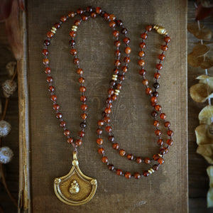 hessonite + tribal flower mala