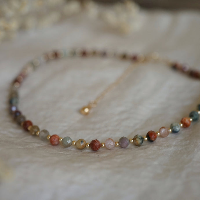 rainbow tourmaline beaded necklace