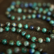 Load image into Gallery viewer, azurite/chrysocolla + gyan mudra mala