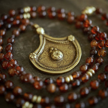 Load image into Gallery viewer, hessonite + tribal flower mala