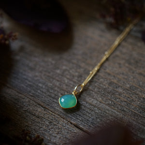 chrysoprase cushion on gold