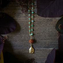 Load image into Gallery viewer, chrysoprase rosary chain + rudraksha + buddha