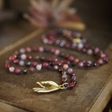 Load image into Gallery viewer, spinel/garnet + gyan mudra mala