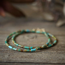 Load image into Gallery viewer, turquoise mini tube bead necklace