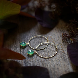 chrysoprase + hammered hoop earrings