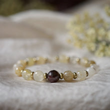 Load image into Gallery viewer, garnet + rutilated quartz bracelet