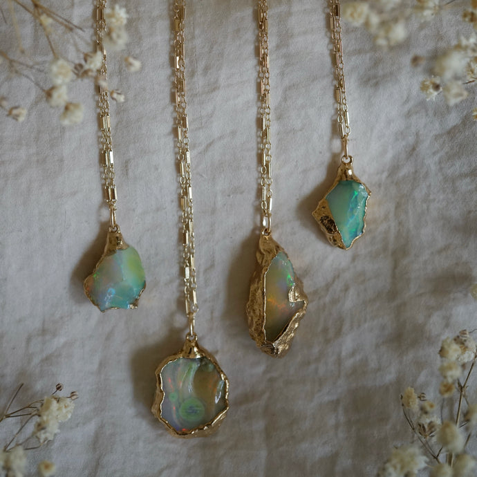 raw ethiopian opal necklaces