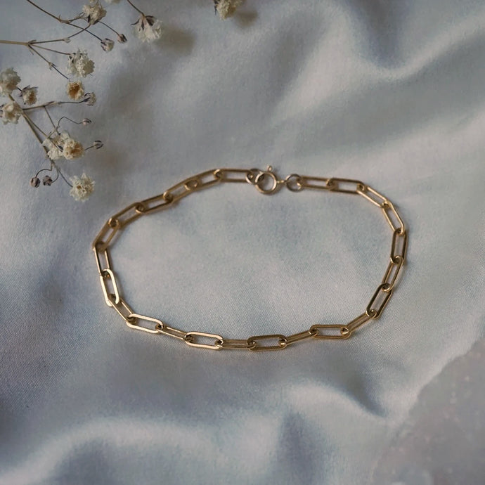 gold filled paperclip chain bracelet