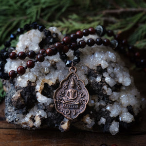 oxidized bronze buddha mala