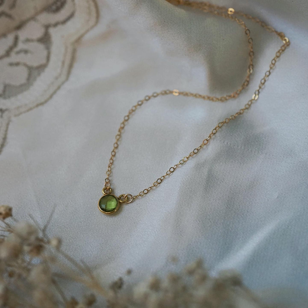 tiny peridot layering necklace