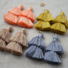 Load image into Gallery viewer, double tiered tassel earrings