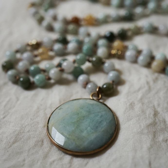 burmese jade + amazonite mala