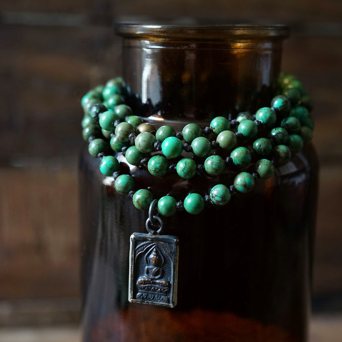 green turquoise + buddha mala