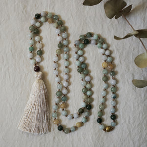 burmese jade + tassel mala