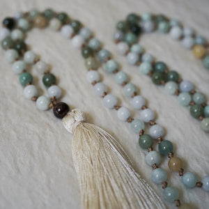 burmese jade + tassel mala