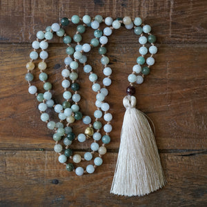 burmese jade + tassel mala