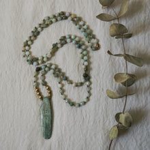 Load image into Gallery viewer, burmese jade + green kyanite mala