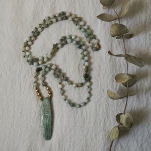 burmese jade + green kyanite mala