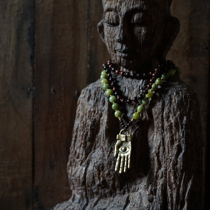 aventurine + rosewood mala