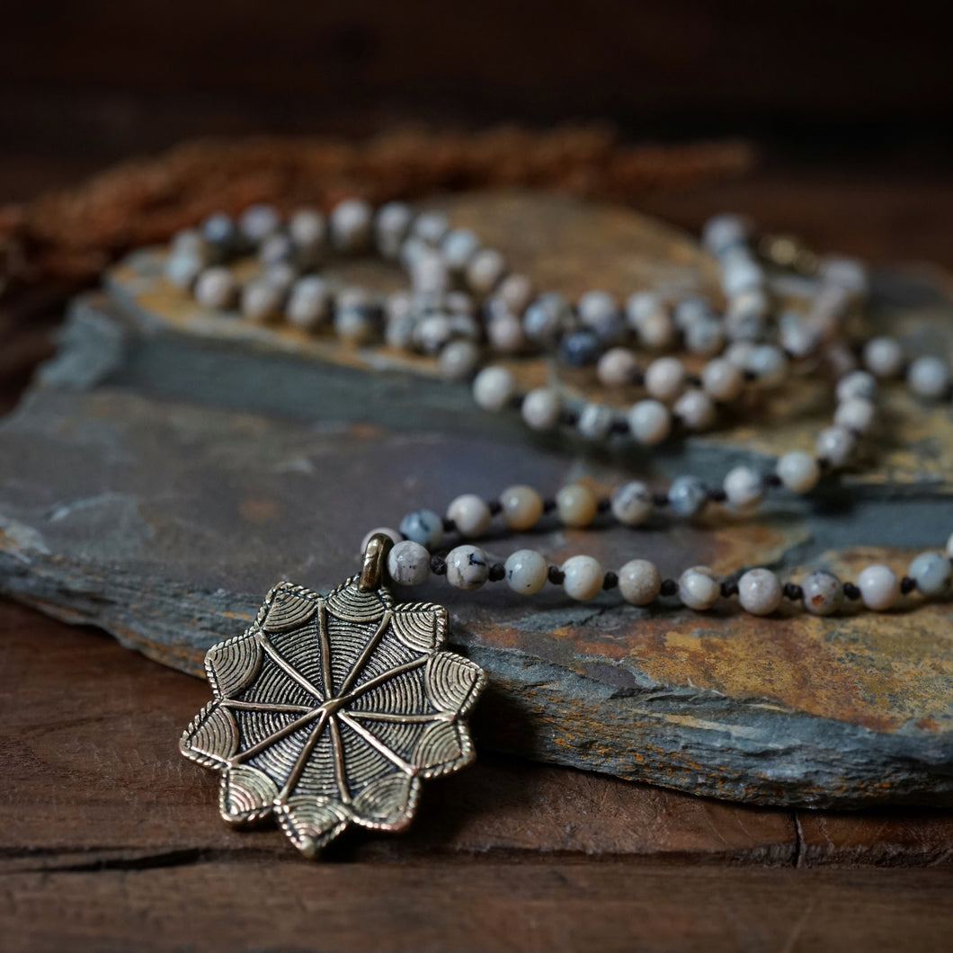 dendritic opal + baule sun mala